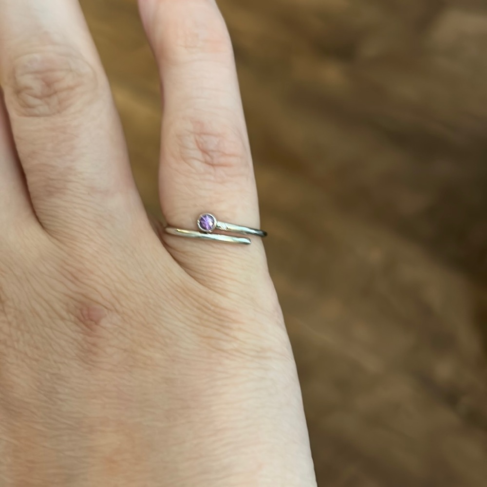 Shiffon Pinkie Ring Sterling Silver Purple Sapphire
